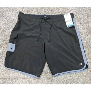 NEW Billabong Pro 73 Recycler Board Shorts Mens 38 Black Boardshorts Swim Surf